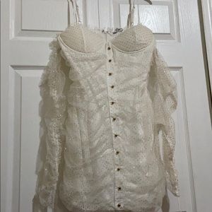 White and gold mini dress.